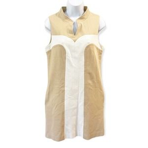Lilly Pulitzer Ponte Color-block Shift Dress Tan and White Sleeveless Size 6